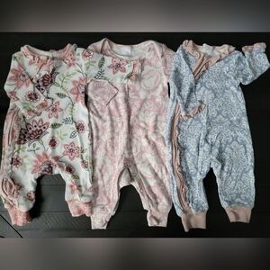 Lot Of 3 Tesa Babe Baby Girl Floral Rompers